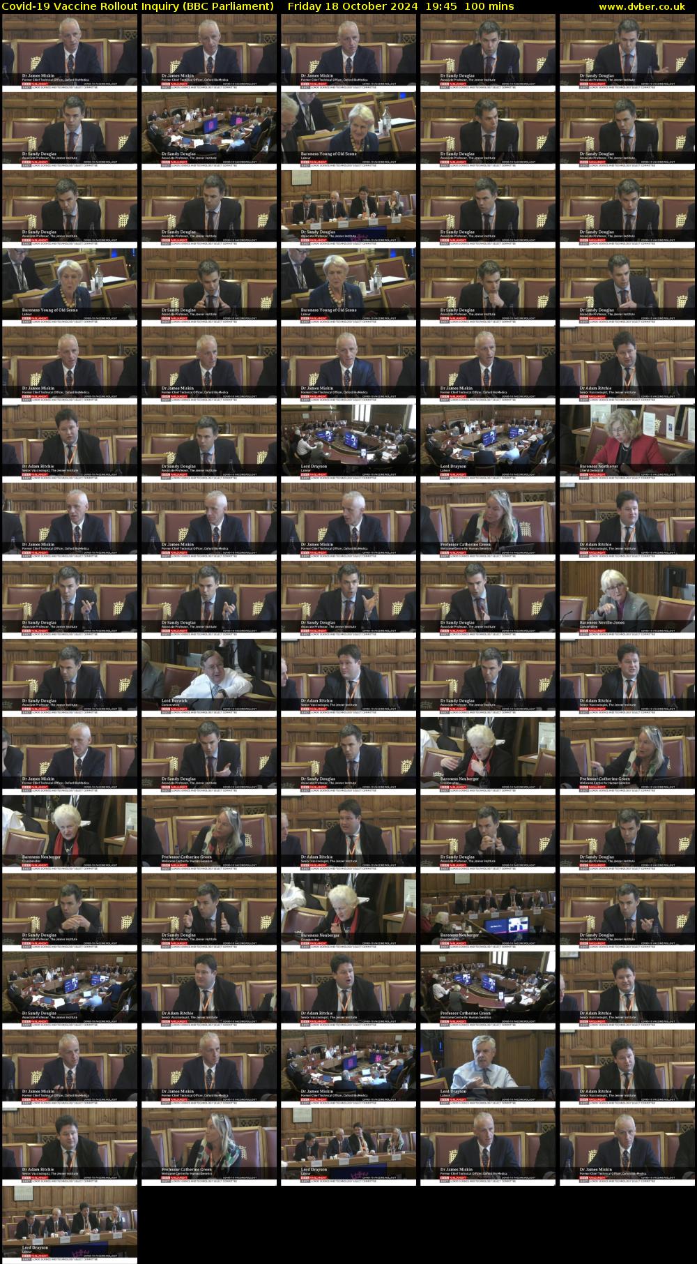 Covid-19 Vaccine Rollout Inquiry (BBC Parliament) Friday 18 October 2024 19:45 - 21:25