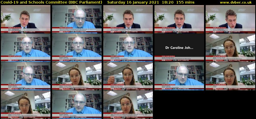 Covid-19 and Schools Committee (BBC Parliament) Saturday 16 January 2021 18:20 - 20:55