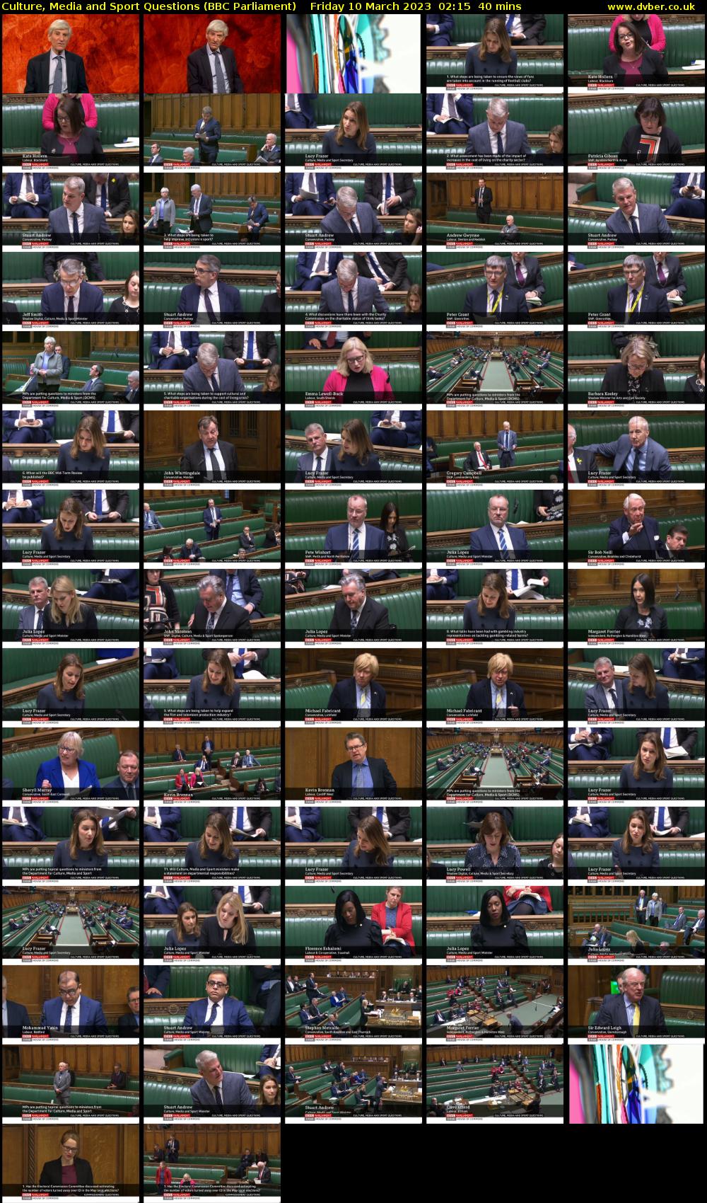Culture, Media and Sport Questions (BBC Parliament) Friday 10 March 2023 02:15 - 02:55