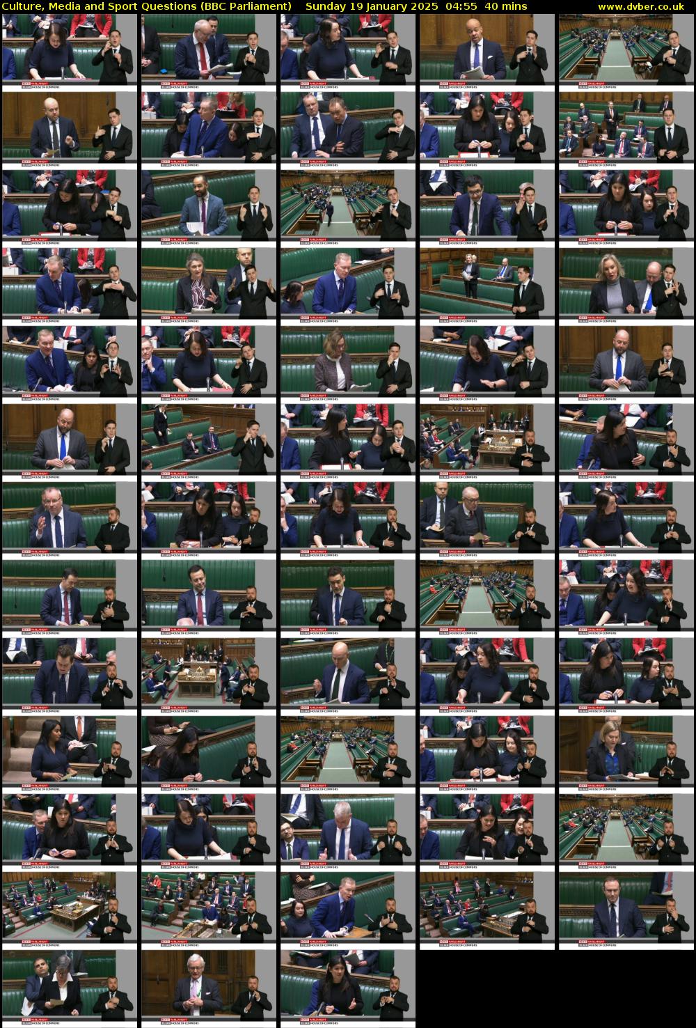 Culture, Media and Sport Questions (BBC Parliament) Sunday 19 January 2025 04:55 - 05:35