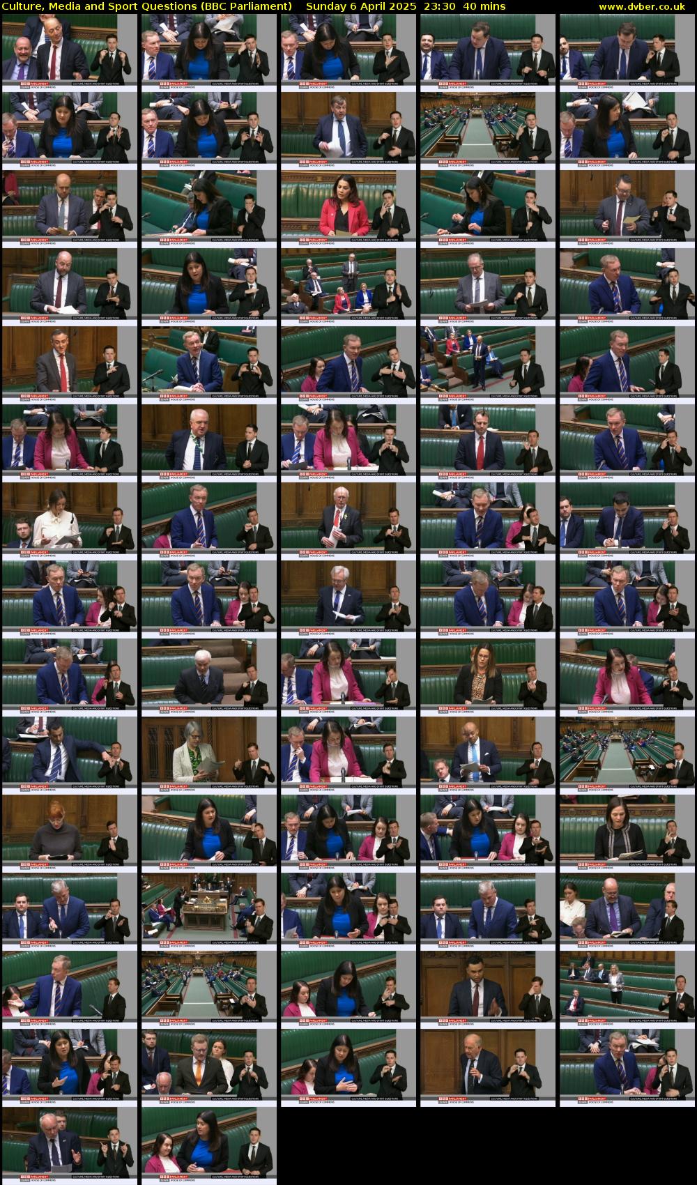 Culture, Media and Sport Questions (BBC Parliament) Sunday 6 April 2025 23:30 - 00:10