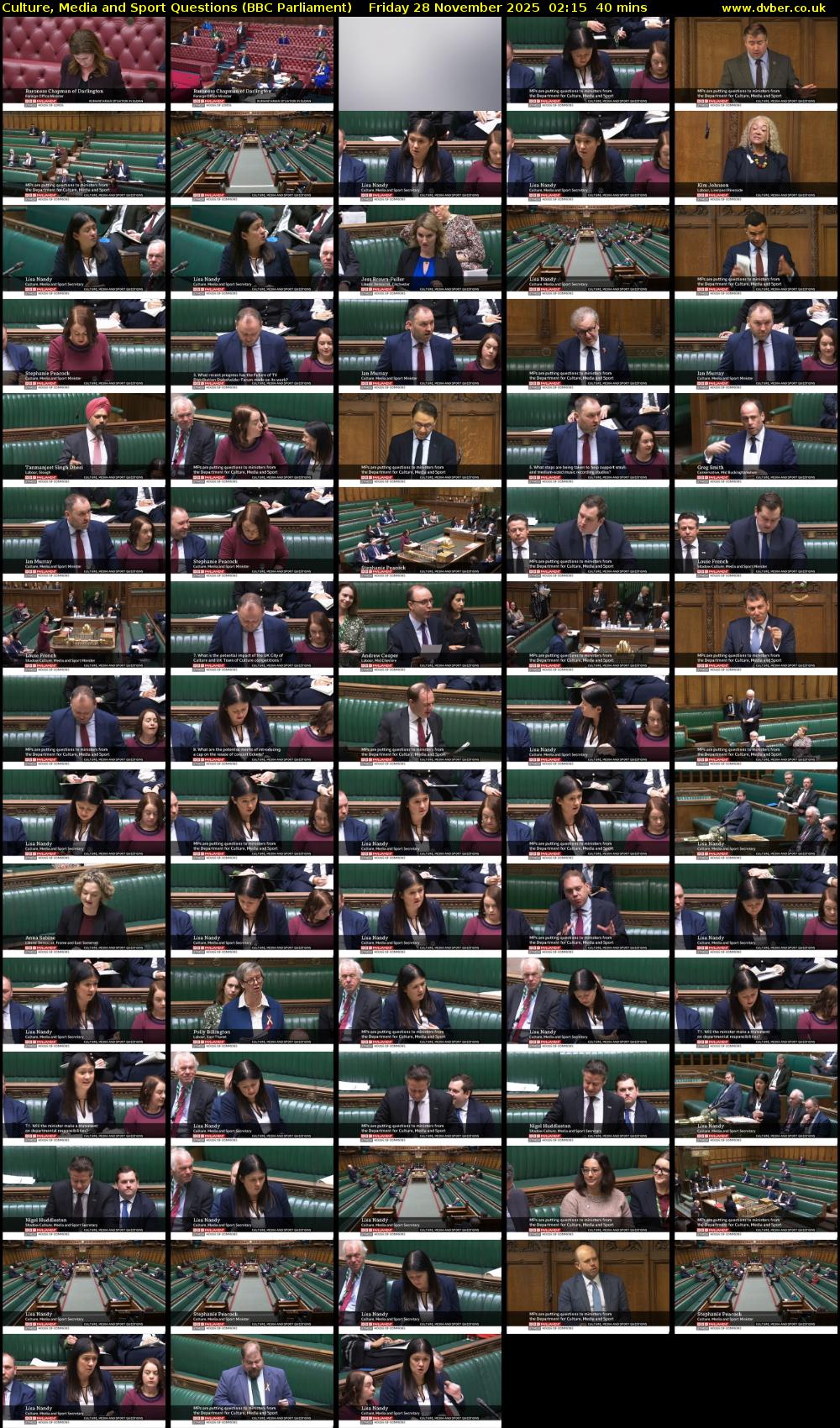 Culture, Media and Sport Questions (BBC Parliament) Friday 28 November 2025 02:15 - 02:55