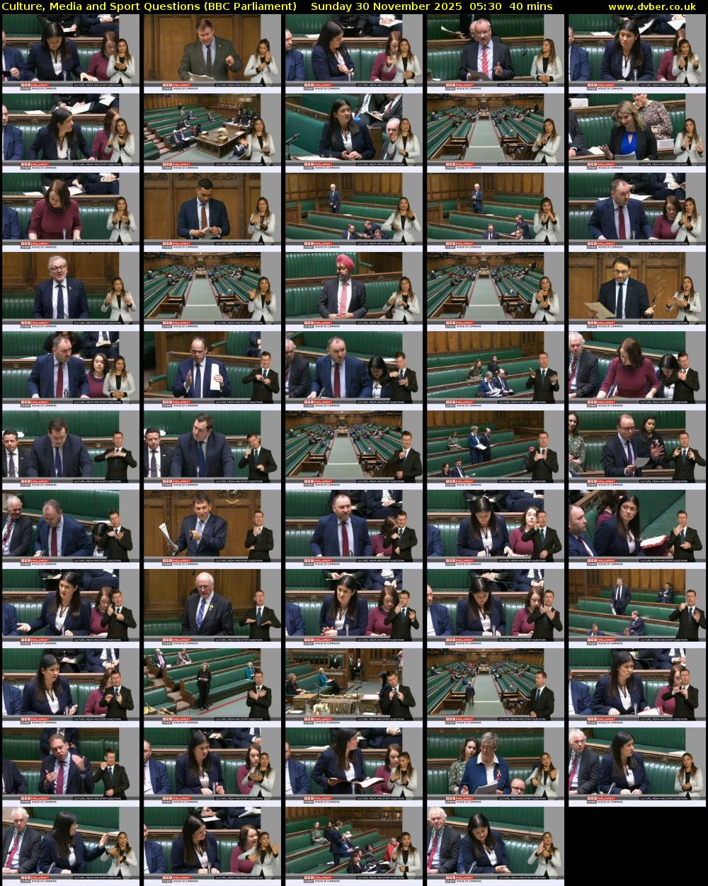 Culture, Media and Sport Questions (BBC Parliament) Sunday 30 November 2025 05:30 - 06:10