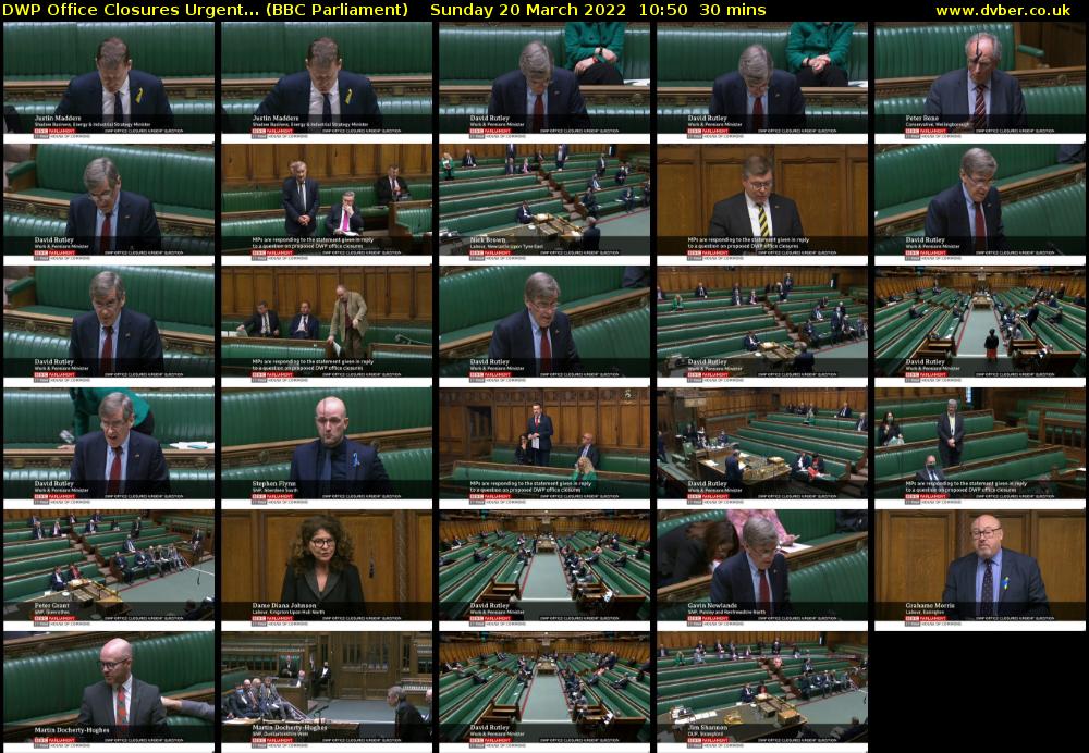 DWP Office Closures Urgent... (BBC Parliament) Sunday 20 March 2022 10:50 - 11:20