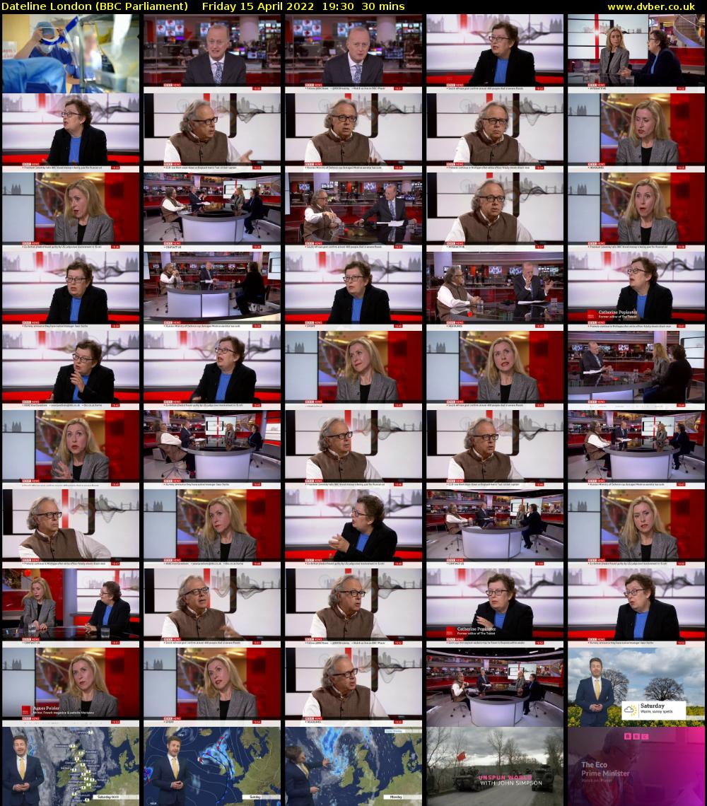 Dateline London (BBC Parliament) Friday 15 April 2022 19:30 - 20:00