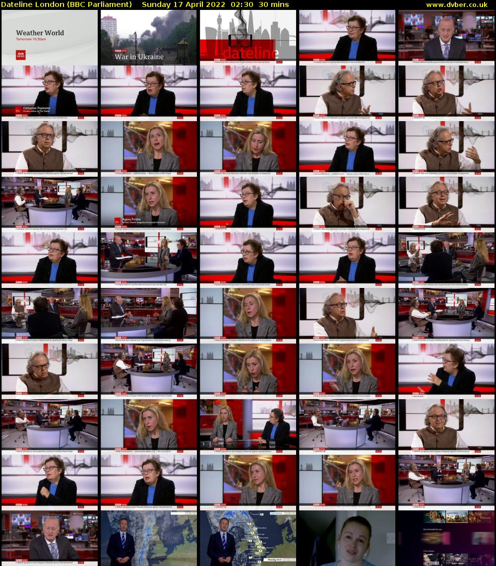 Dateline London (BBC Parliament) Sunday 17 April 2022 02:30 - 03:00