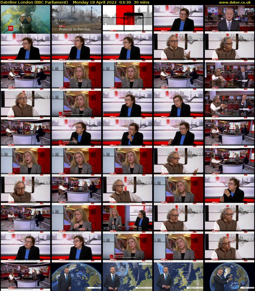 Dateline London (BBC Parliament) Monday 18 April 2022 03:30 - 04:00