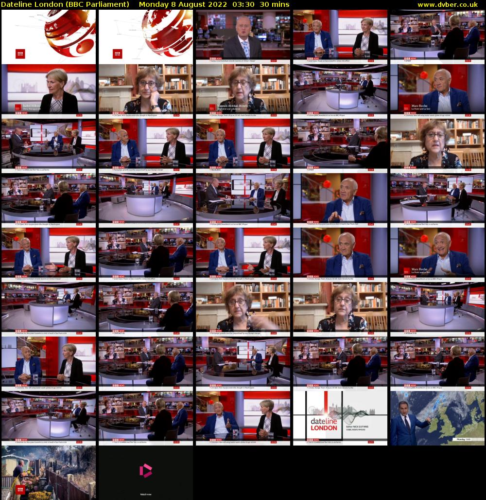 Dateline London (BBC Parliament) Monday 8 August 2022 03:30 - 04:00