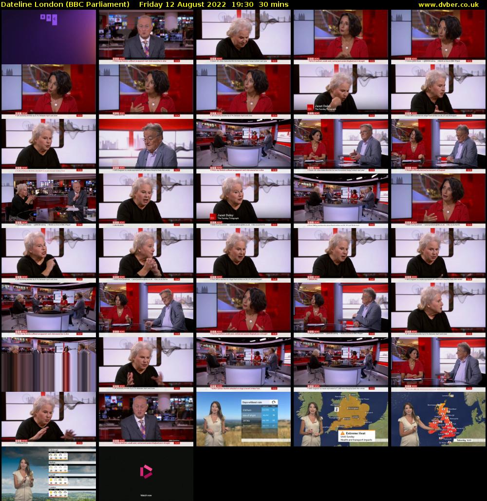 Dateline London (BBC Parliament) Friday 12 August 2022 19:30 - 20:00