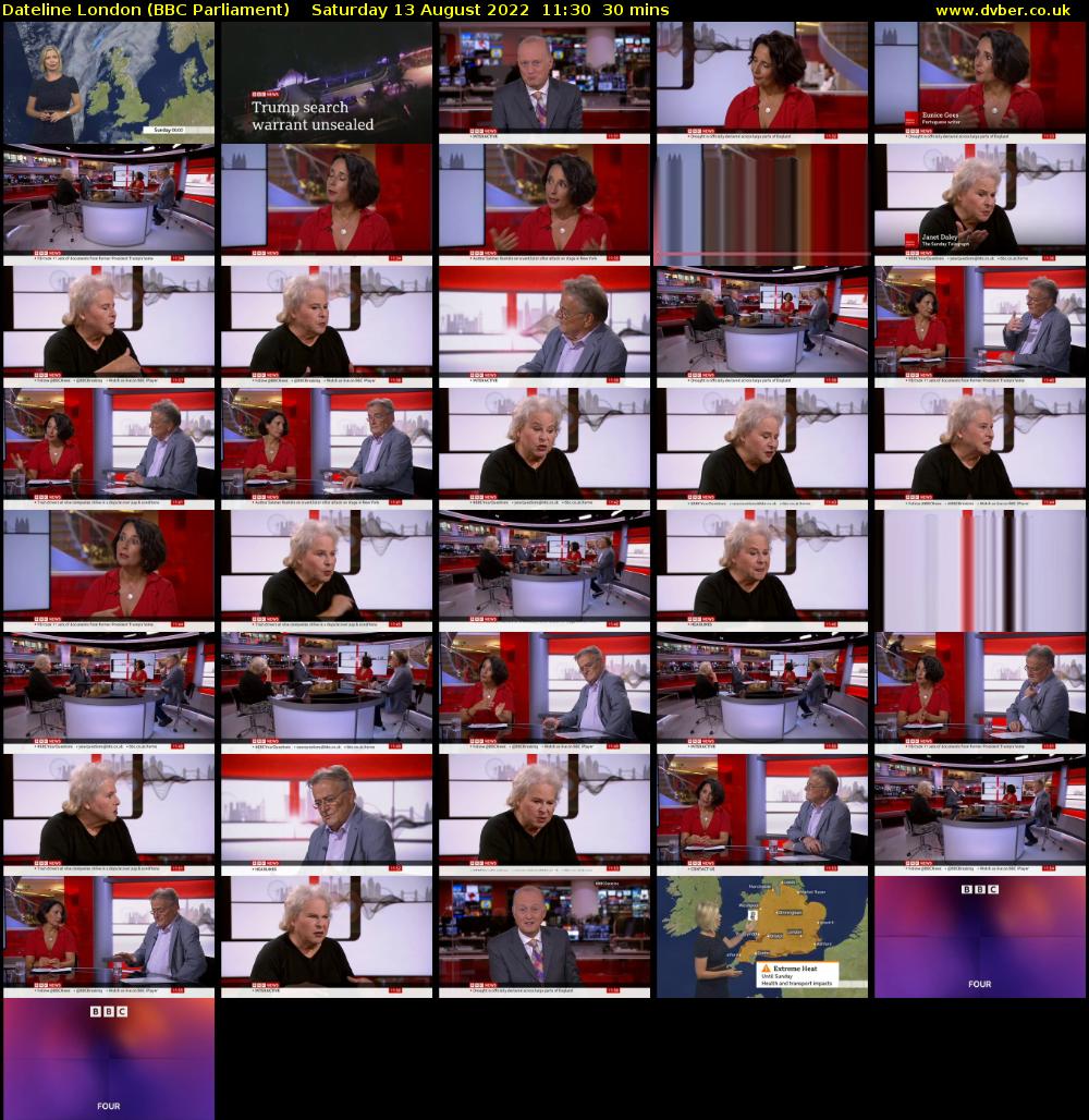 Dateline London (BBC Parliament) Saturday 13 August 2022 11:30 - 12:00