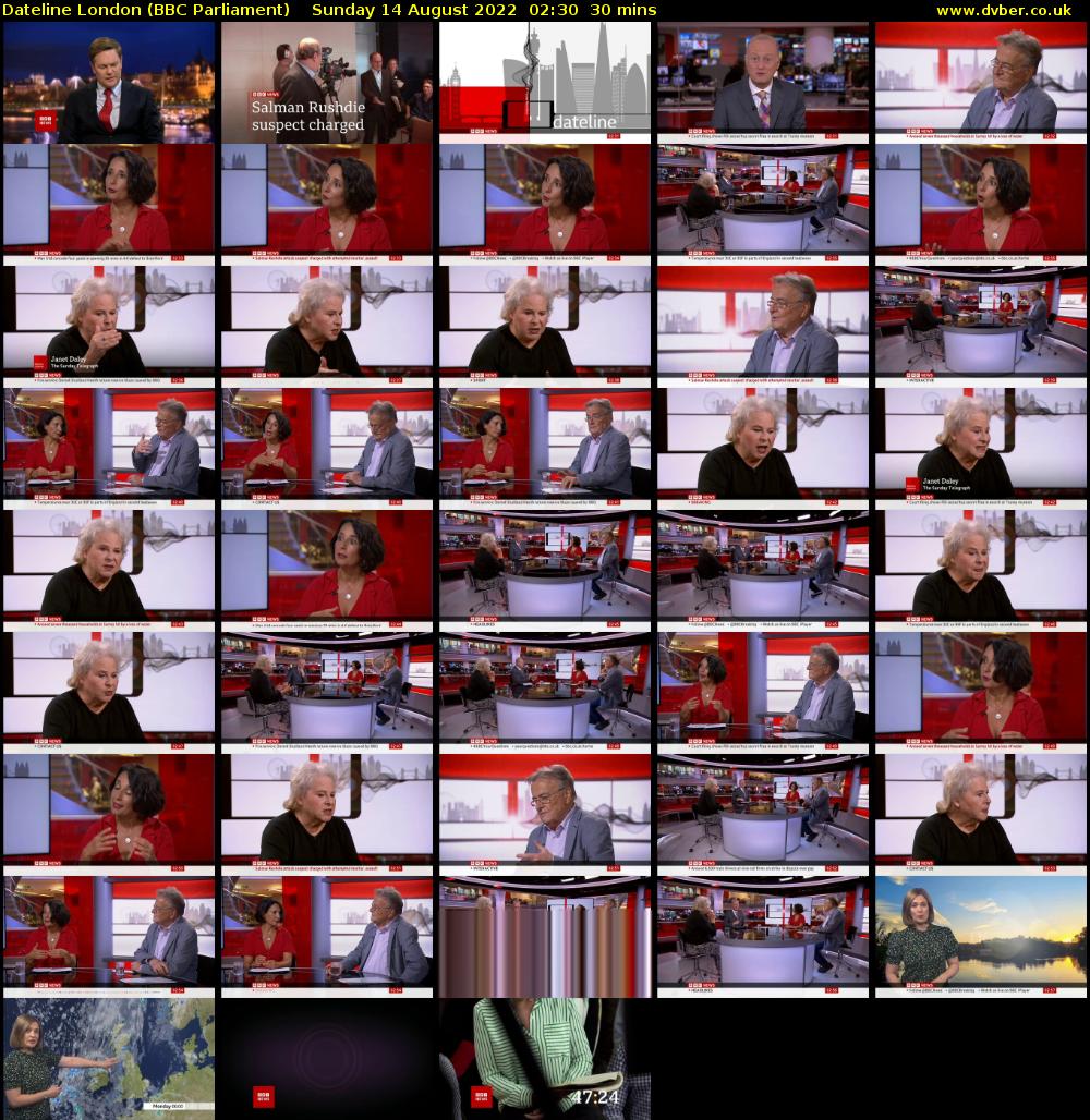 Dateline London (BBC Parliament) Sunday 14 August 2022 02:30 - 03:00