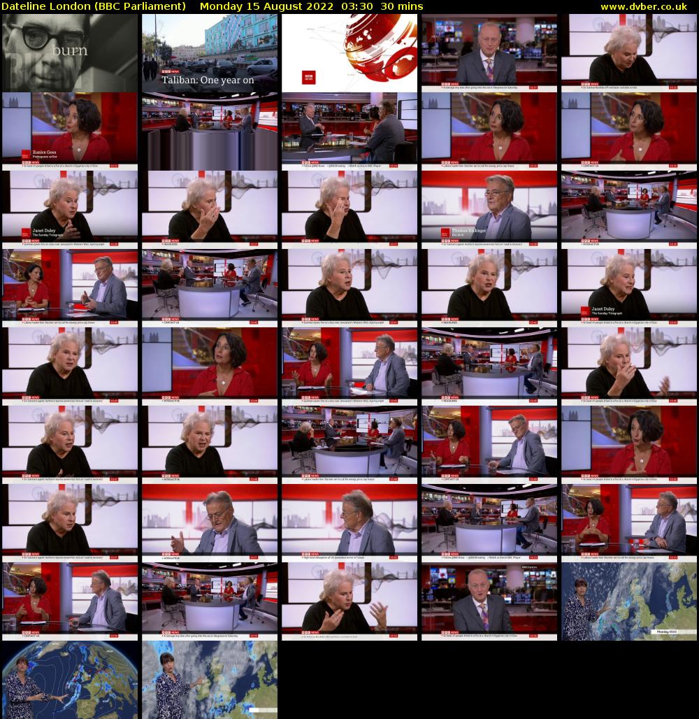 Dateline London (BBC Parliament) Monday 15 August 2022 03:30 - 04:00