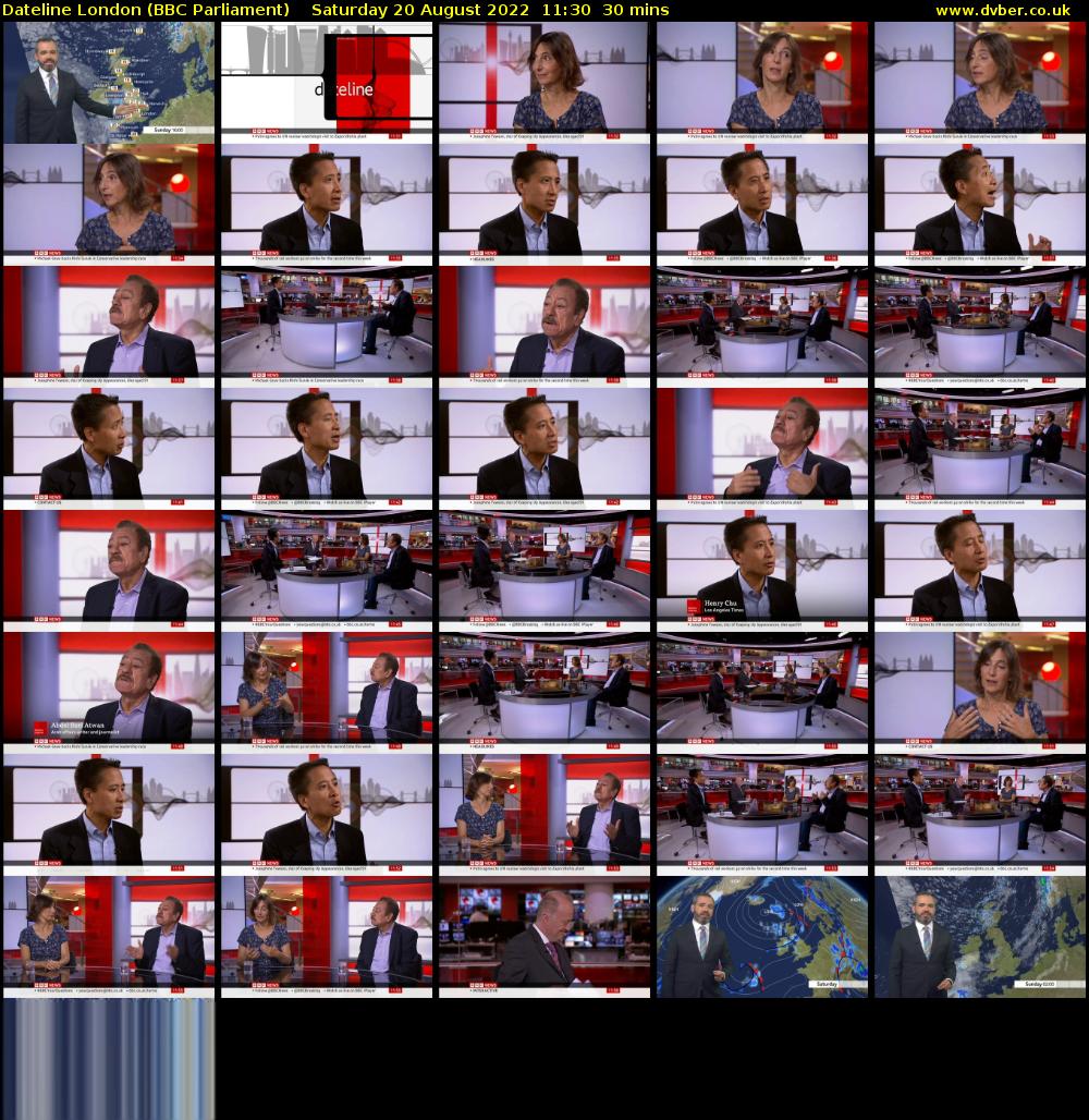 Dateline London (BBC Parliament) Saturday 20 August 2022 11:30 - 12:00