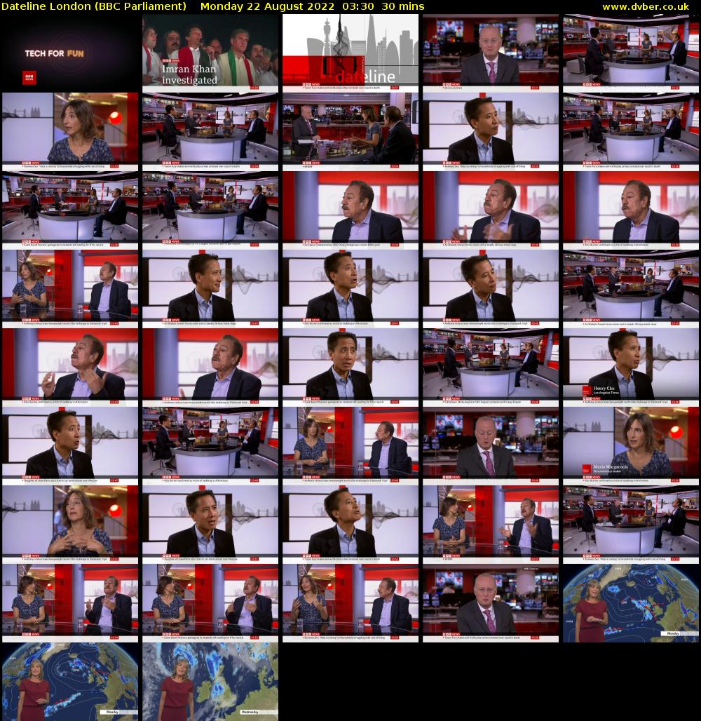 Dateline London (BBC Parliament) Monday 22 August 2022 03:30 - 04:00