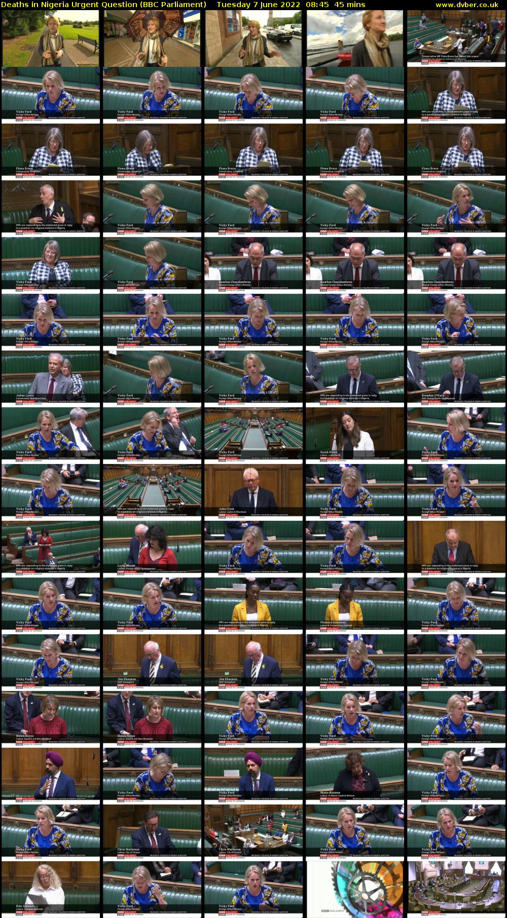Deaths in Nigeria Urgent Question (BBC Parliament) Tuesday 7 June 2022 08:45 - 09:30