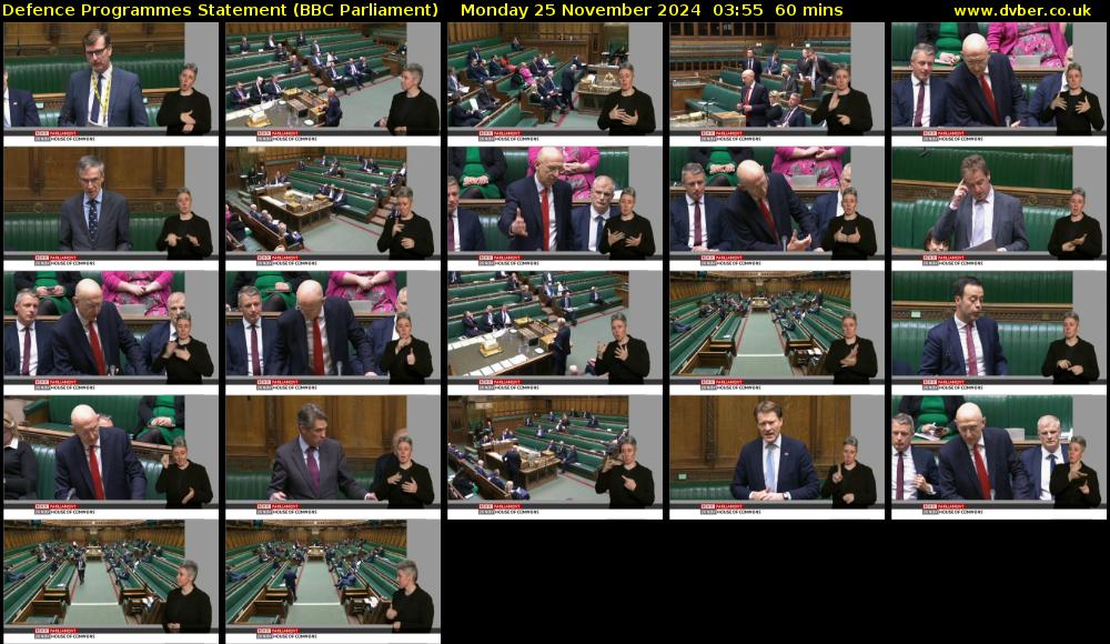 Defence Programmes Statement (BBC Parliament) Monday 25 November 2024 03:55 - 04:55
