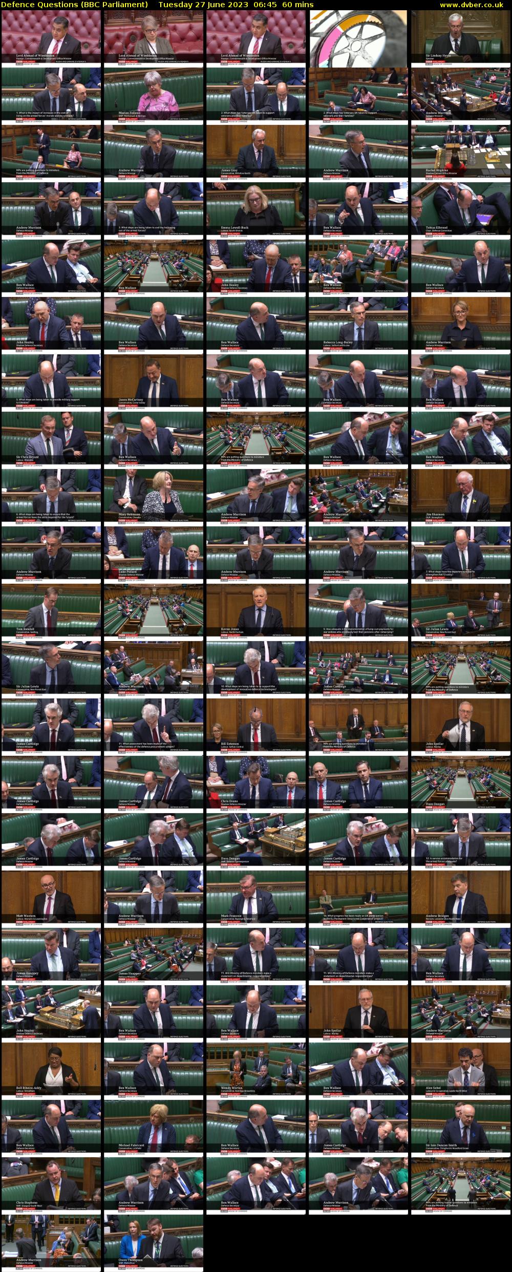 Defence Questions (BBC Parliament) Tuesday 27 June 2023 06:45 - 07:45