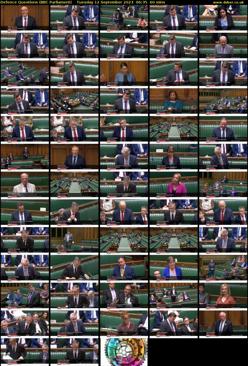 Defence Questions (BBC Parliament) Tuesday 12 September 2023 06:35 - 07:35