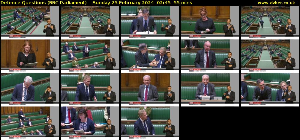 Defence Questions (BBC Parliament) Sunday 25 February 2024 02:45 - 03:40