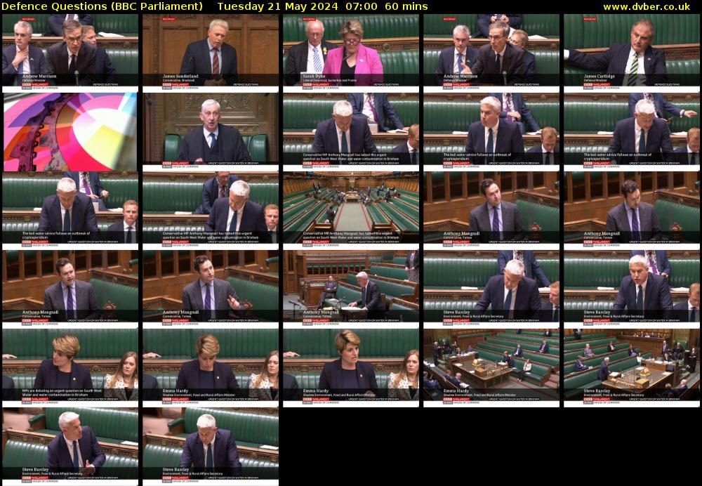 Defence Questions (BBC Parliament) Tuesday 21 May 2024 07:00 - 08:00
