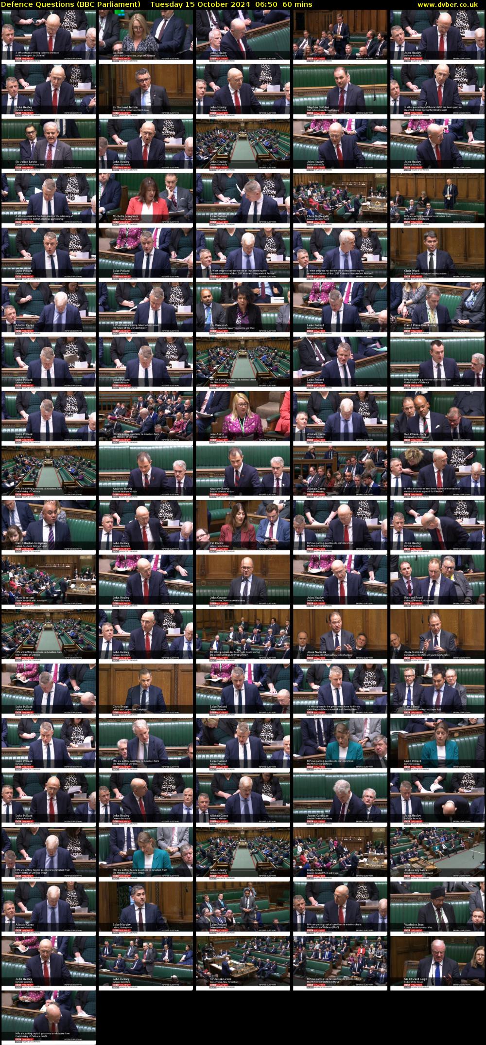 Defence Questions (BBC Parliament) Tuesday 15 October 2024 06:50 - 07:50