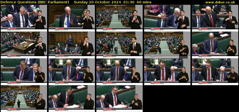 Defence Questions (BBC Parliament) Sunday 20 October 2024 01:30 - 02:30