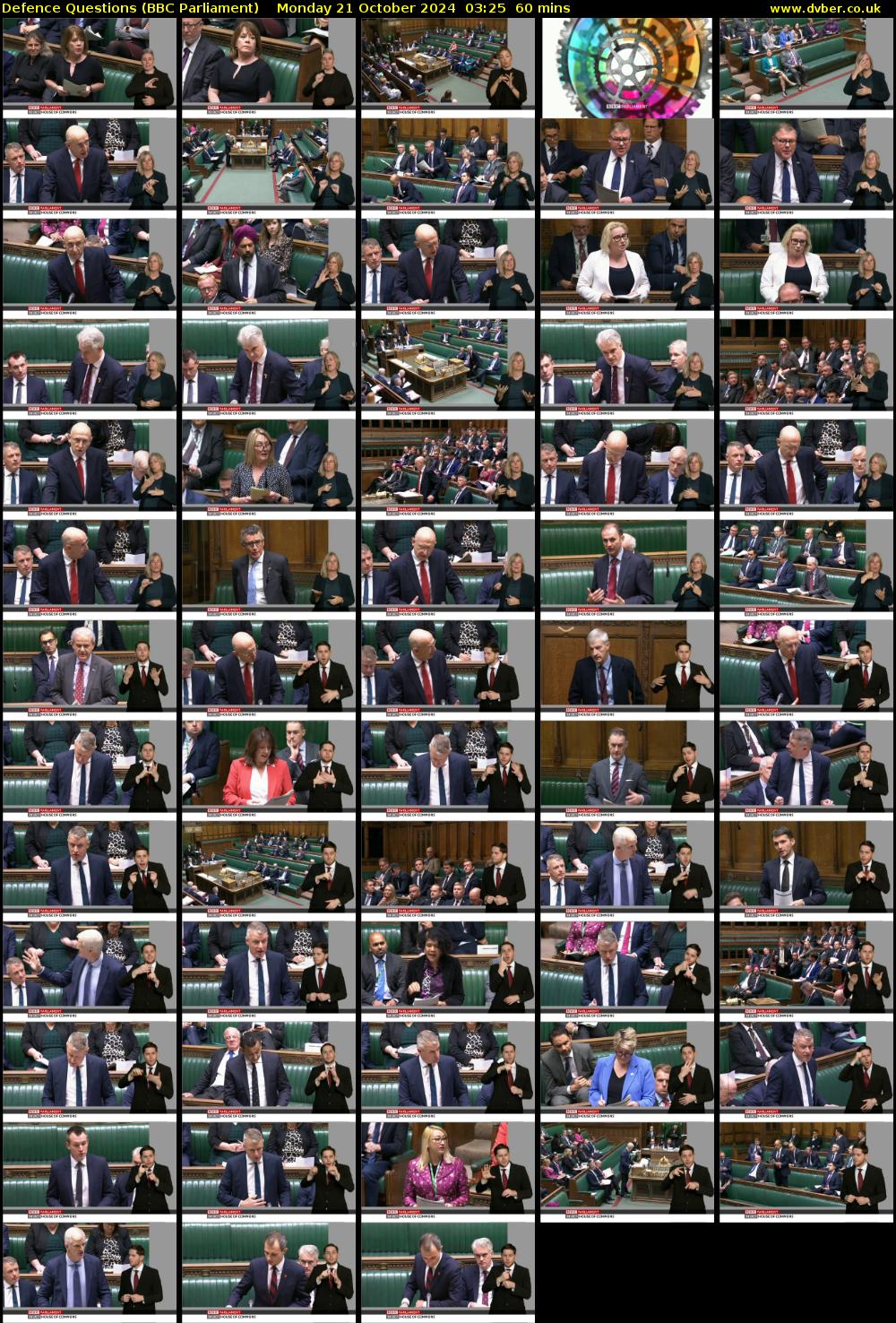Defence Questions (BBC Parliament) Monday 21 October 2024 03:25 - 04:25