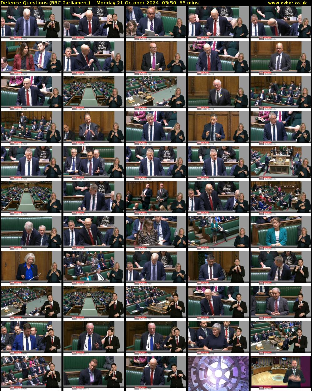 Defence Questions (BBC Parliament) Monday 21 October 2024 03:50 - 04:55