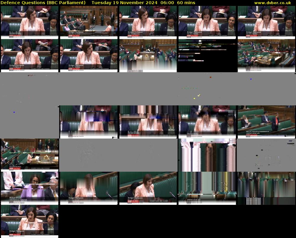 Defence Questions (BBC Parliament) Tuesday 19 November 2024 06:00 - 07:00