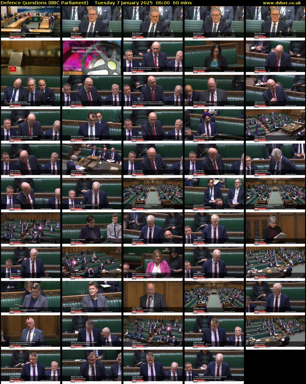 Defence Questions (BBC Parliament) Tuesday 7 January 2025 06:00 - 07:00