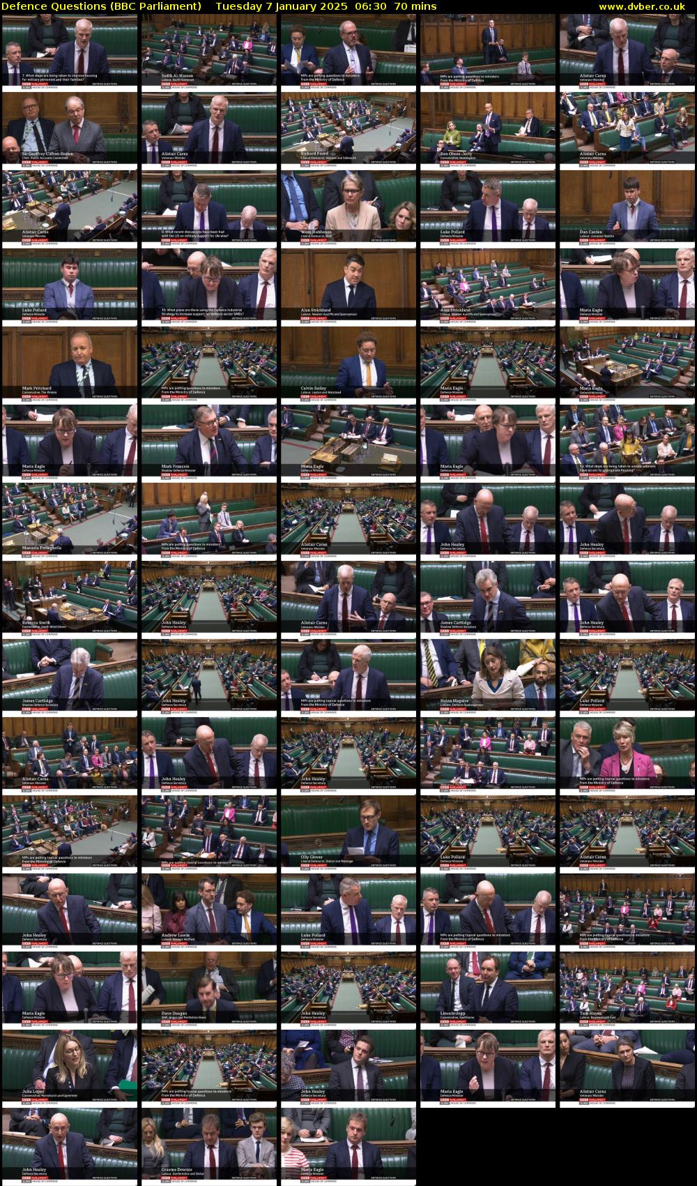 Defence Questions (BBC Parliament) Tuesday 7 January 2025 06:30 - 07:40
