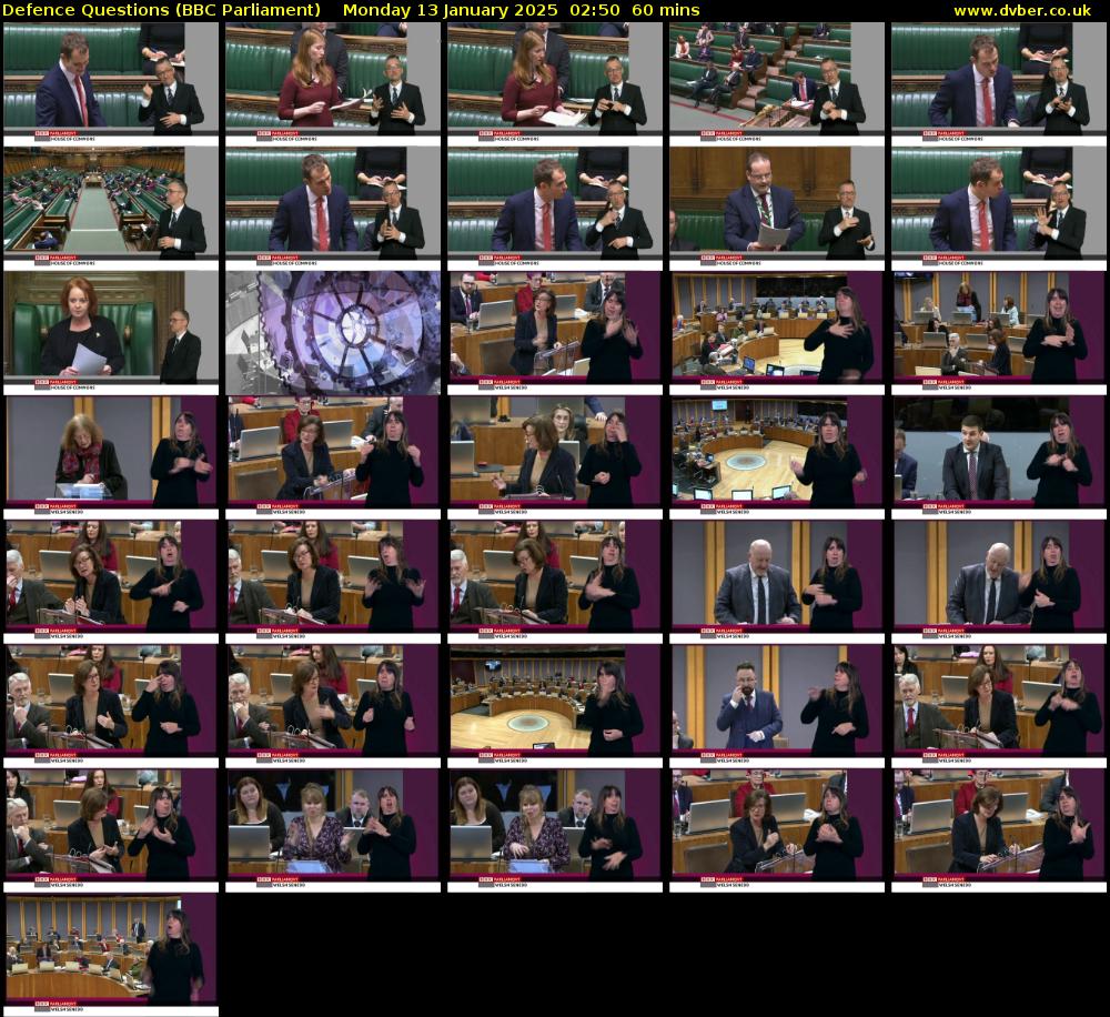 Defence Questions (BBC Parliament) Monday 13 January 2025 02:50 - 03:50