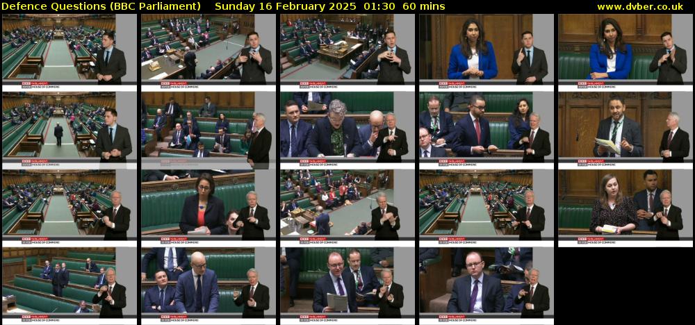 Defence Questions (BBC Parliament) Sunday 16 February 2025 01:30 - 02:30