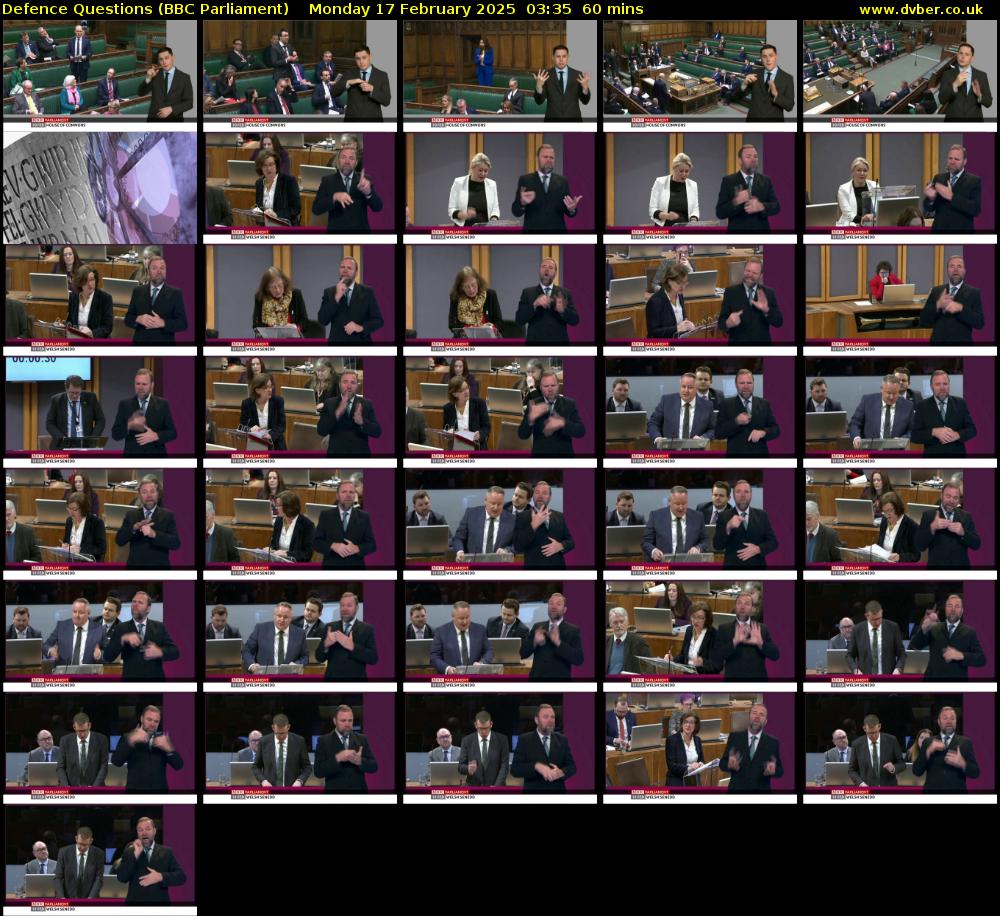 Defence Questions (BBC Parliament) Monday 17 February 2025 03:35 - 04:35