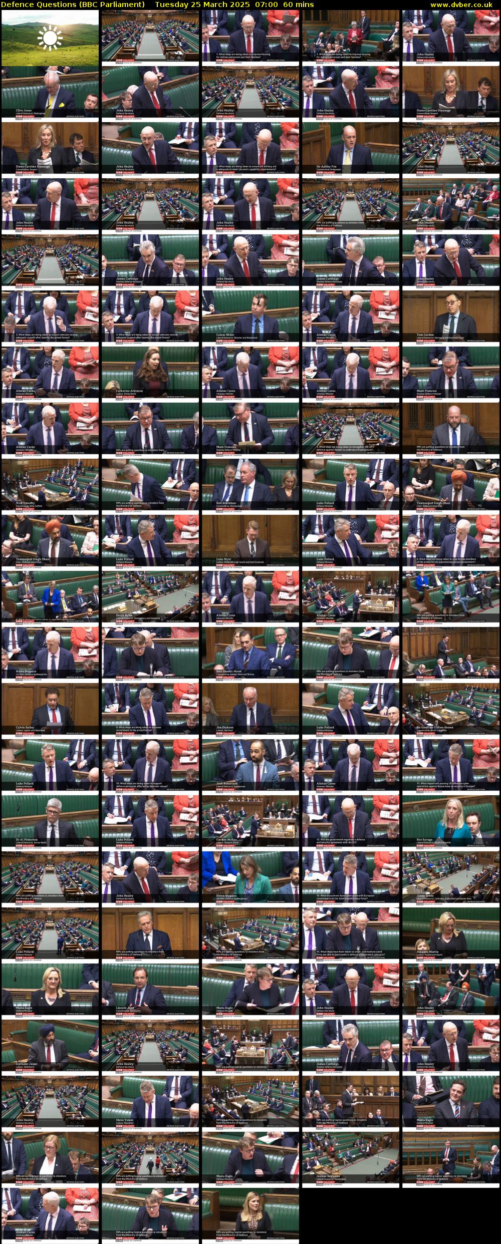 Defence Questions (BBC Parliament) Tuesday 25 March 2025 07:00 - 08:00