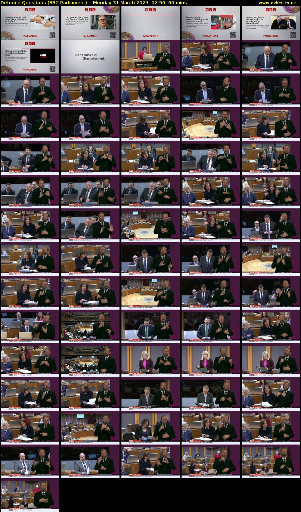 Defence Questions (BBC Parliament) Monday 31 March 2025 02:50 - 03:50