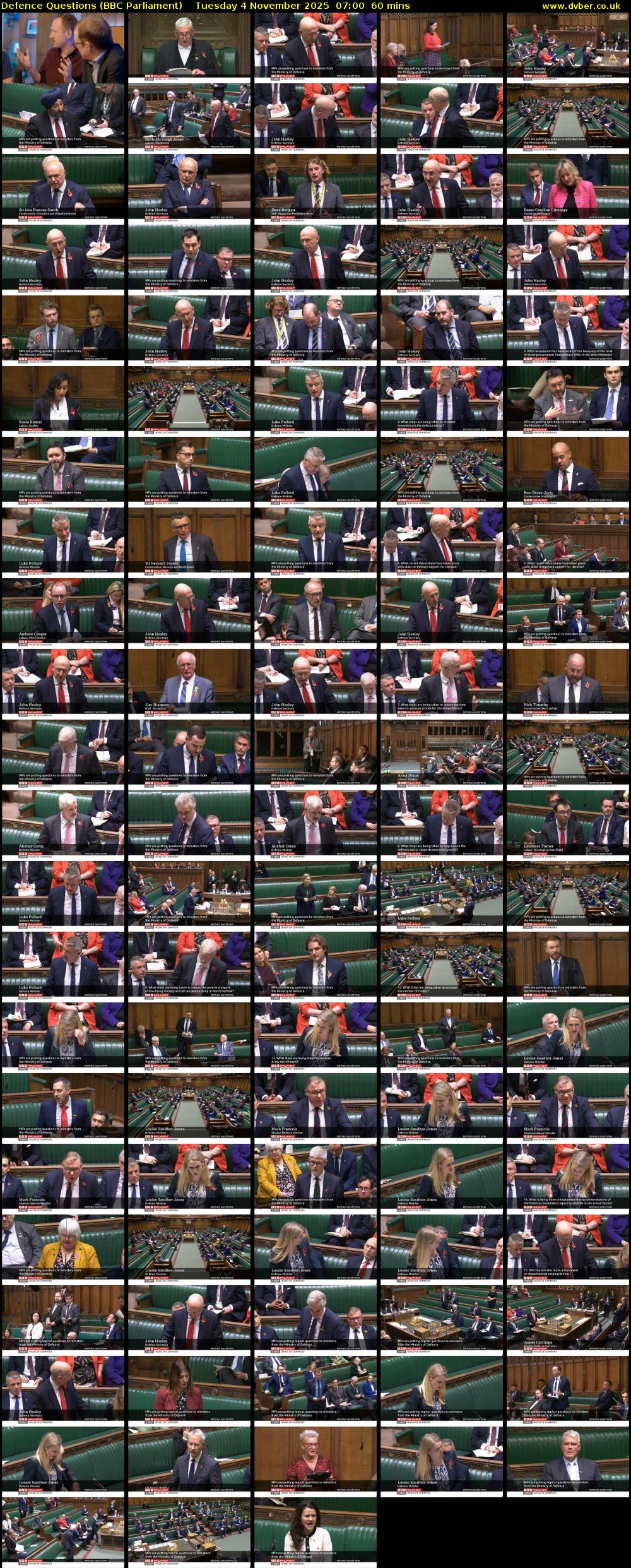 Defence Questions (BBC Parliament) Tuesday 4 November 2025 07:00 - 08:00