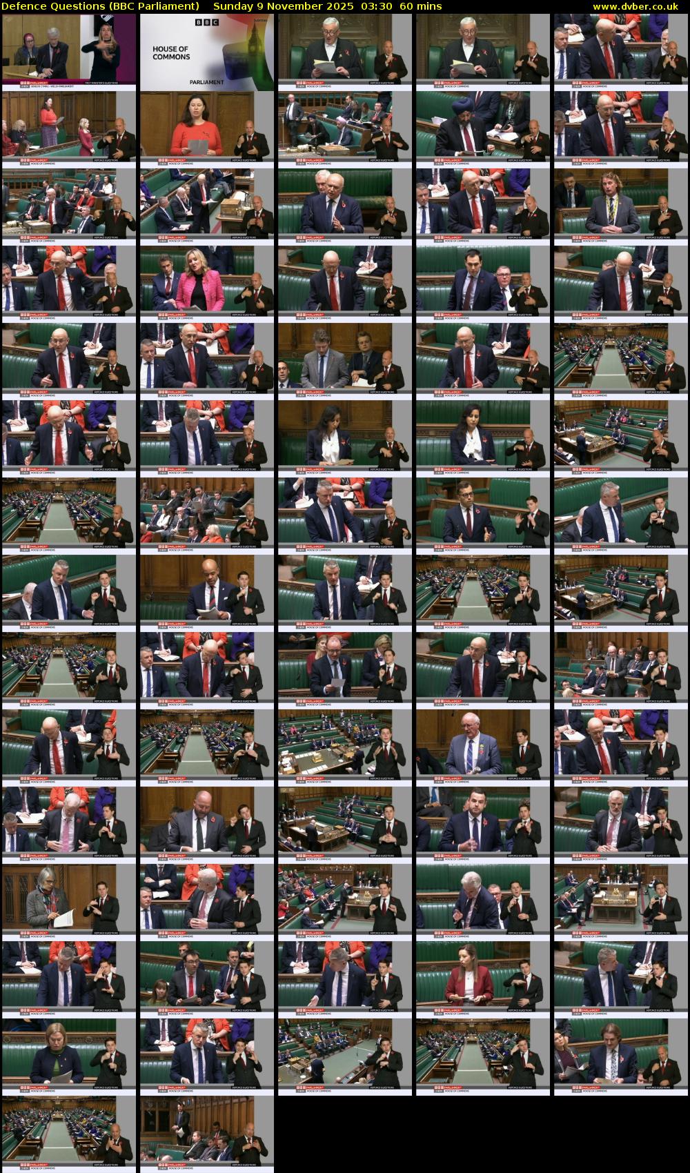 Defence Questions (BBC Parliament) Sunday 9 November 2025 03:30 - 04:30