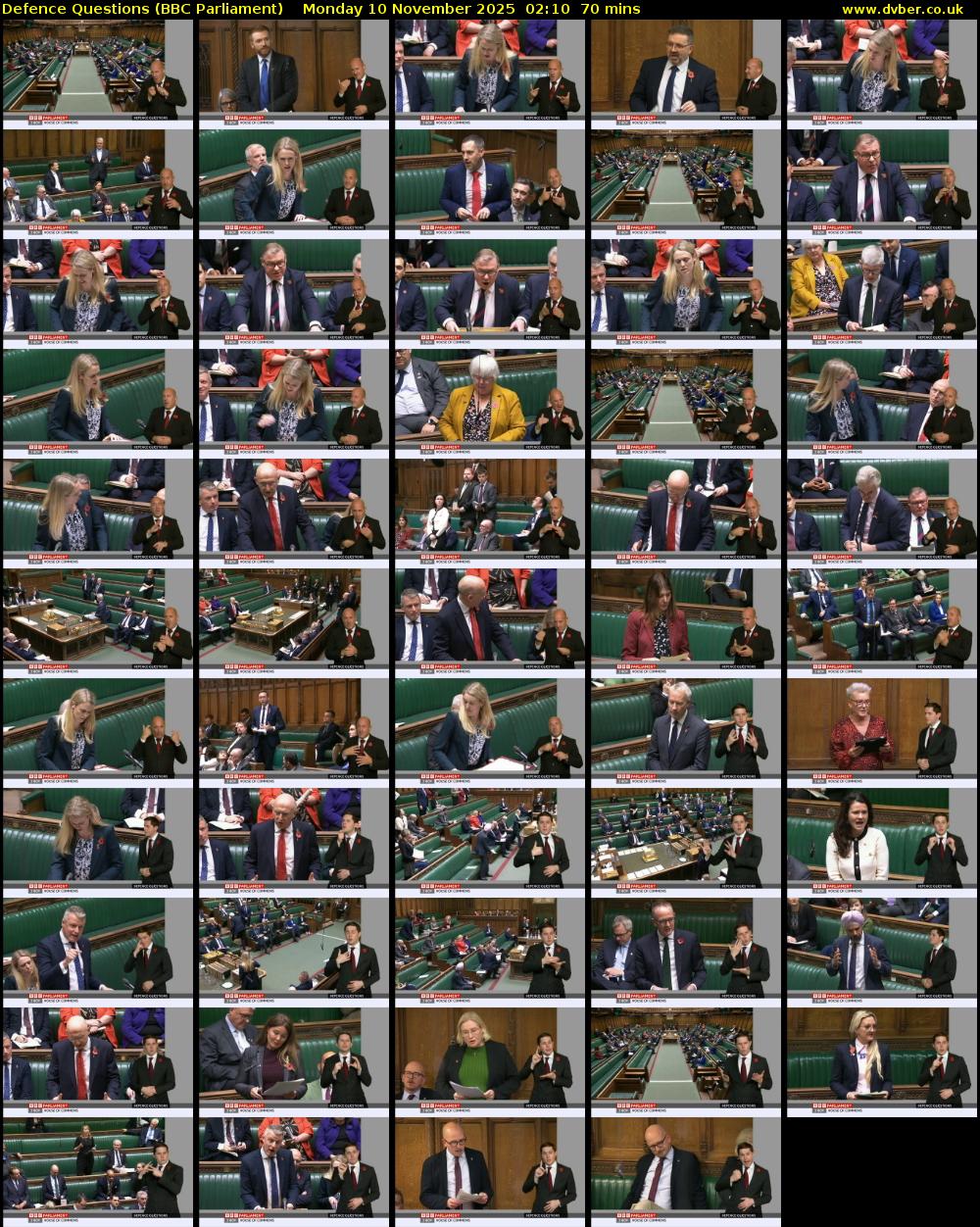 Defence Questions (BBC Parliament) Monday 10 November 2025 02:10 - 03:20
