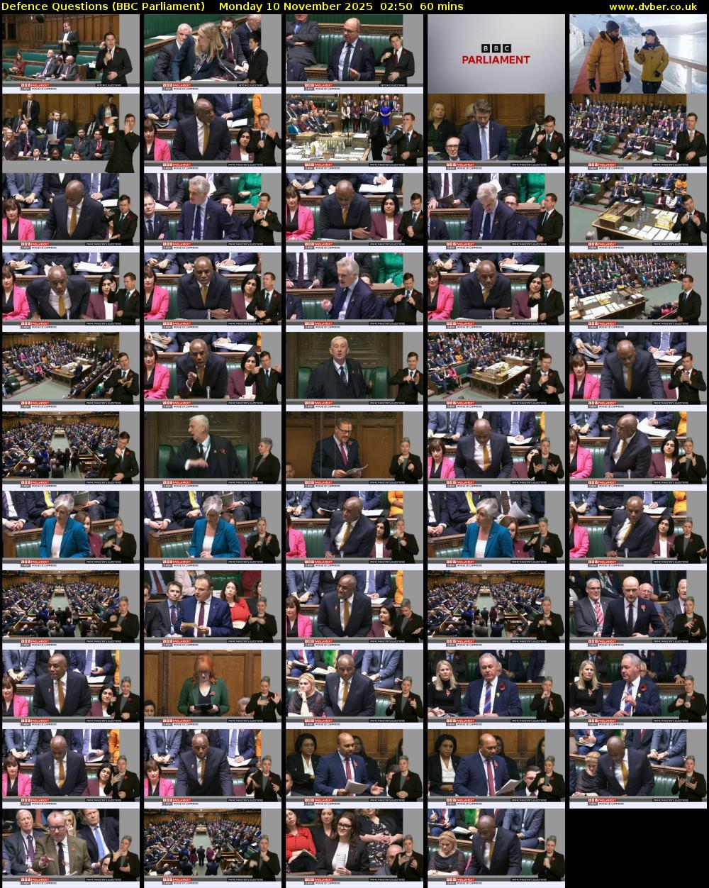 Defence Questions (BBC Parliament) Monday 10 November 2025 02:50 - 03:50