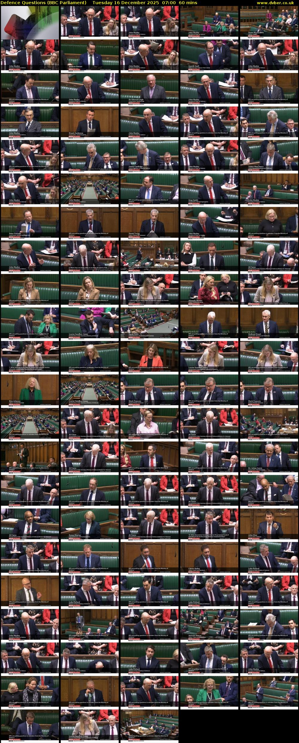 Defence Questions (BBC Parliament) Tuesday 16 December 2025 07:00 - 08:00