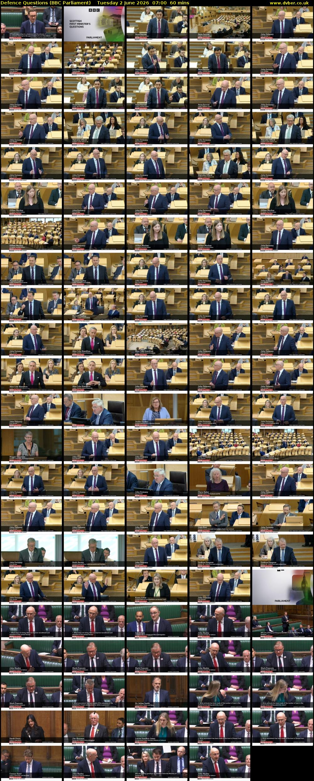 Defence Questions (BBC Parliament) Tuesday 2 June 2026 07:00 - 08:00