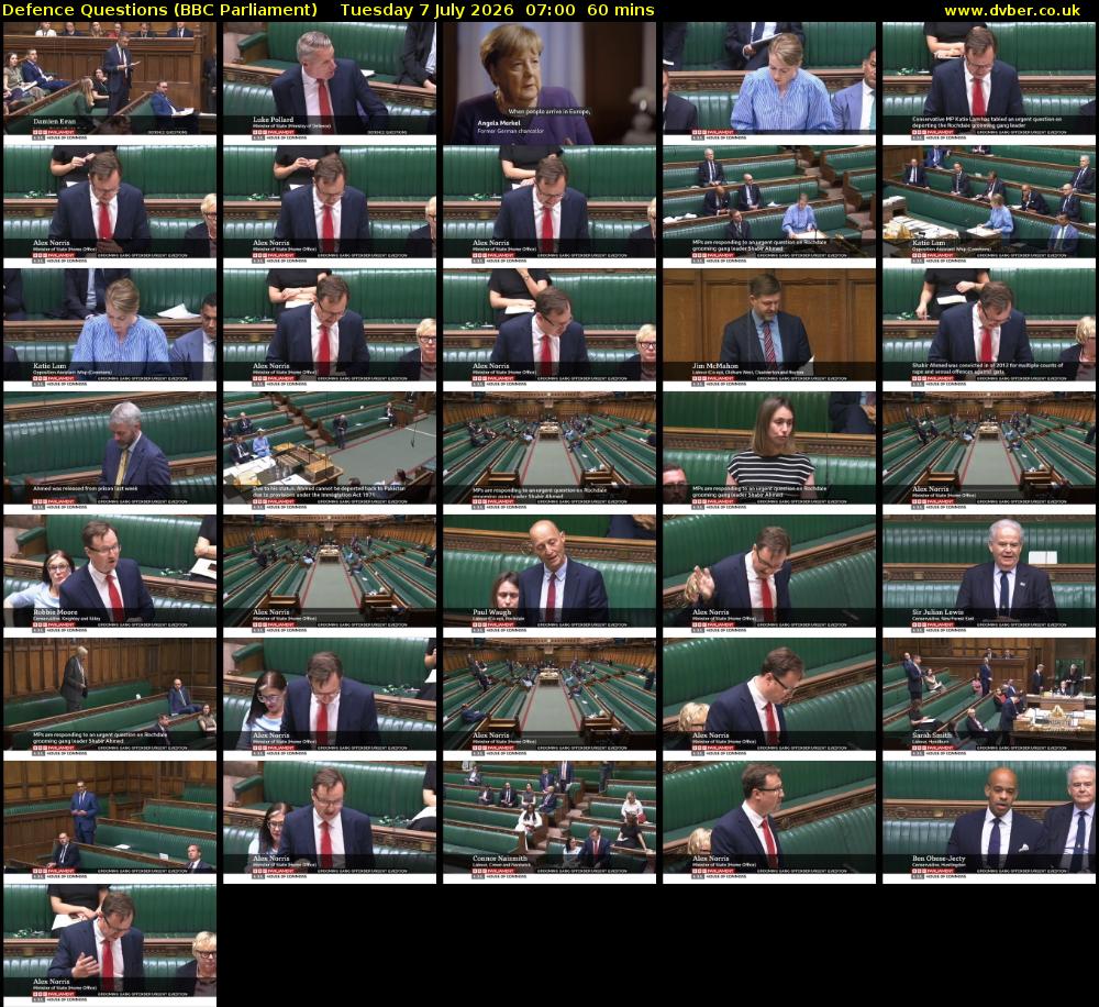 Defence Questions (BBC Parliament) Tuesday 7 July 2026 07:00 - 08:00