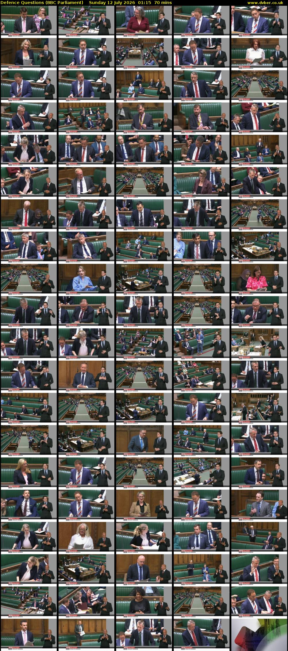 Defence Questions (BBC Parliament) Sunday 12 July 2026 01:15 - 02:25