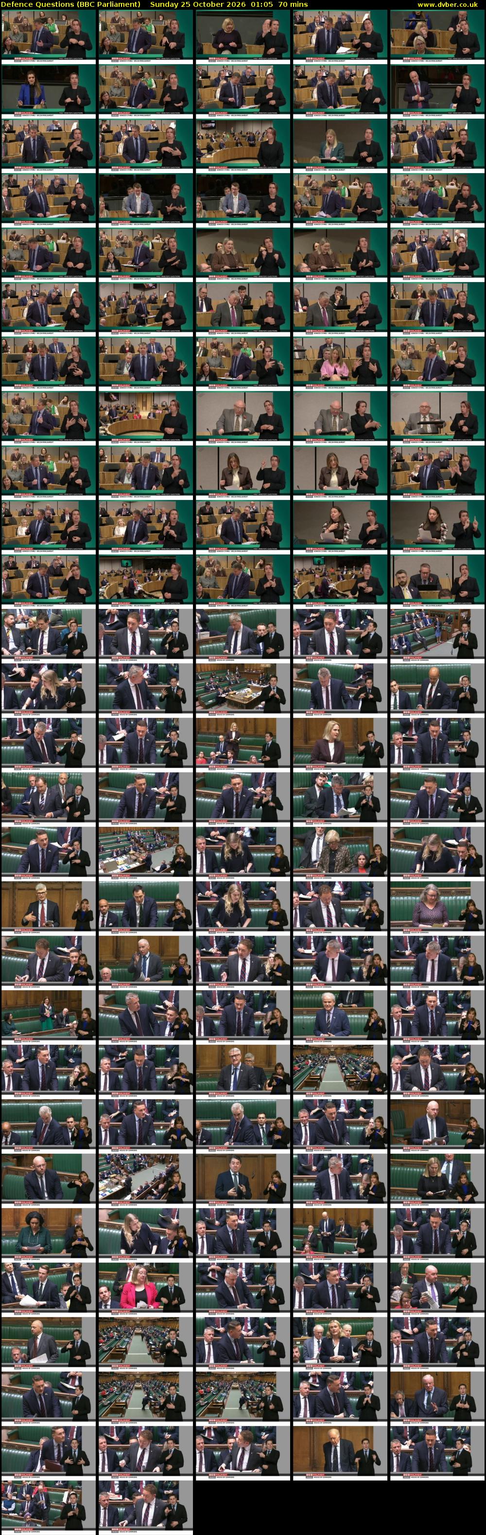 Defence Questions (BBC Parliament) Sunday 25 October 2026 01:05 - 02:15