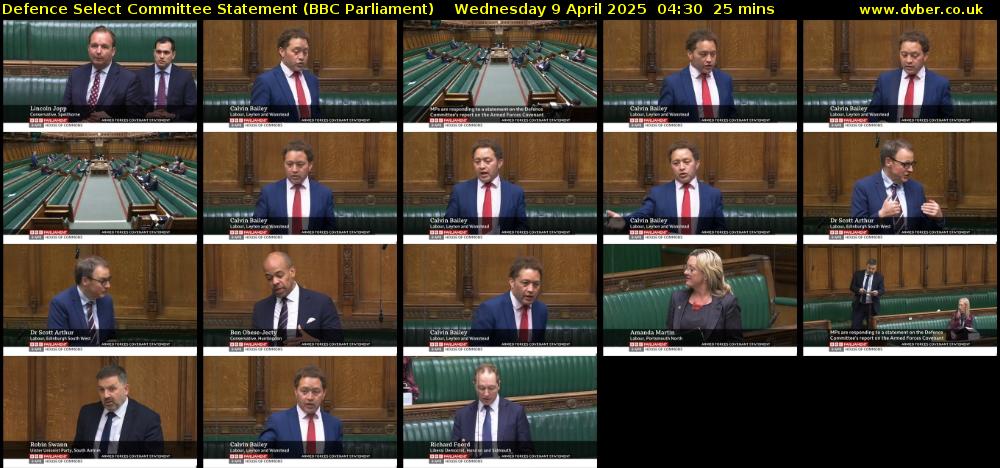 Defence Select Committee Statement (BBC Parliament) Wednesday 9 April 2025 04:30 - 04:55
