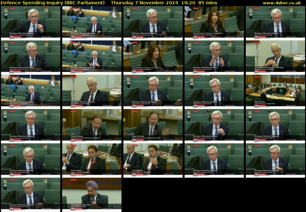 Defence Spending Inquiry (BBC Parliament) Thursday 7 November 2024 19:20 - 20:45