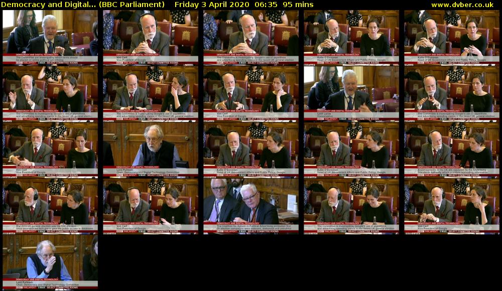 Democracy and Digital... (BBC Parliament) Friday 3 April 2020 06:35 - 08:10