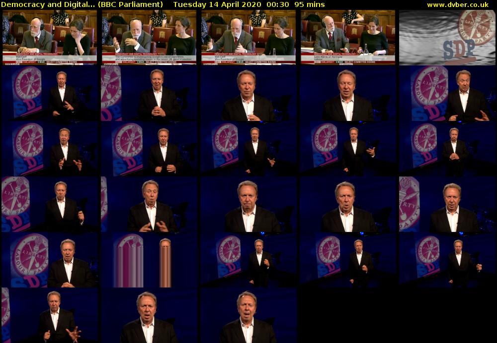 Democracy and Digital... (BBC Parliament) Tuesday 14 April 2020 00:30 - 02:05