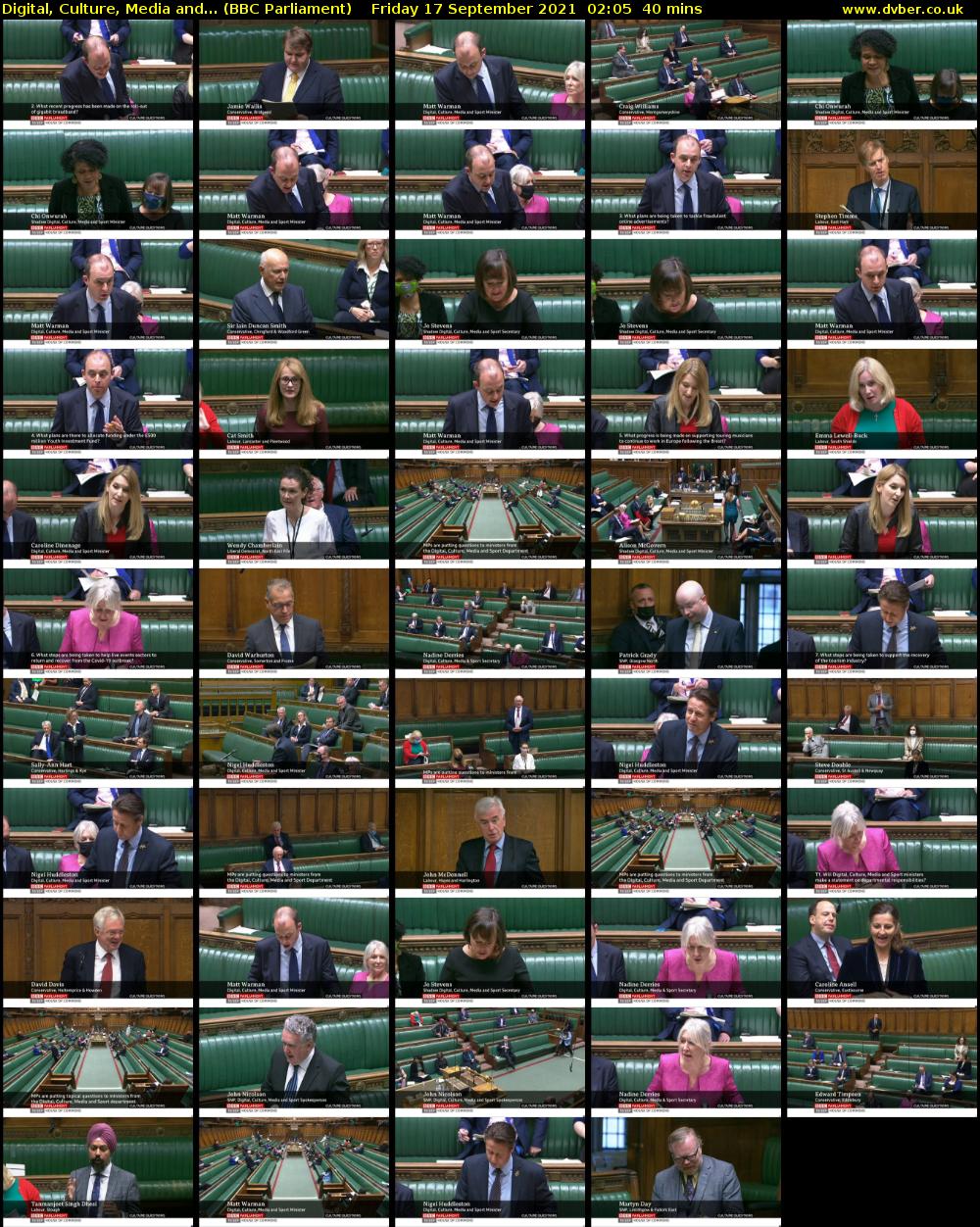 Digital, Culture, Media and... (BBC Parliament) Friday 17 September 2021 02:05 - 02:45